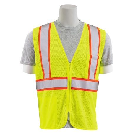 Safety Vest, Flame Retardant Treated, Class 2, S195C, Hi-Viz Lime, XL